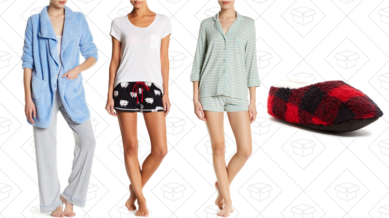 Solid Cozy Cardigan Robe, $30 | Print Lounge Short, $17 | Printed Pajama Set, $35 | Cozy Checker Faux Fur Toesies, $6